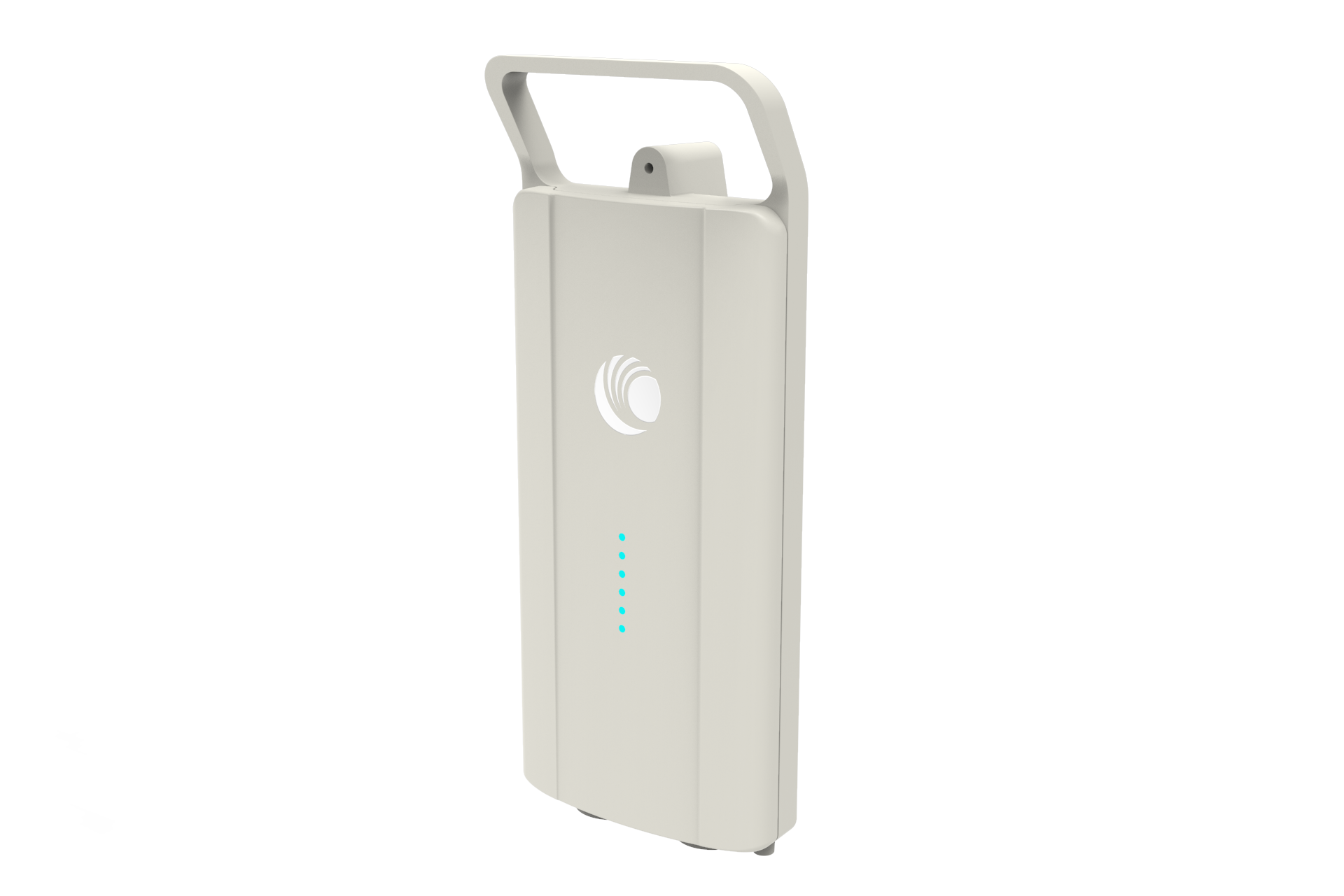 Cambium Networks ePMP Force 425 white power bank with handle and LED indicators