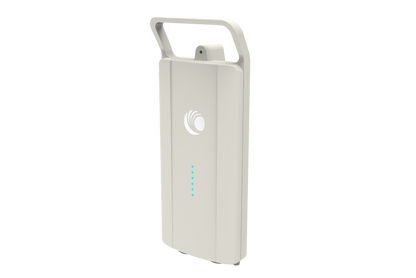Cambium Networks ePMP Force 425 white power bank with handle and LED indicators