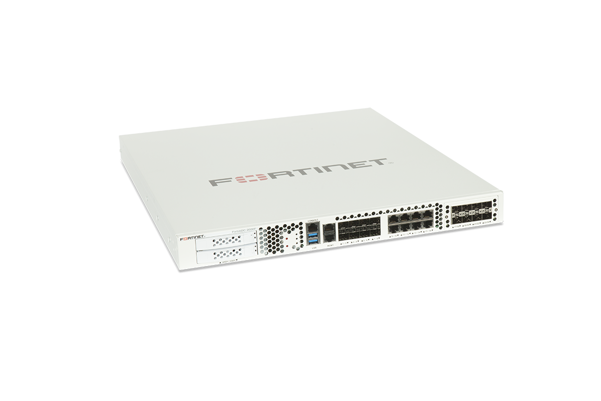 White Fortinet FortiADC-2000F USG with multiple ports and vents