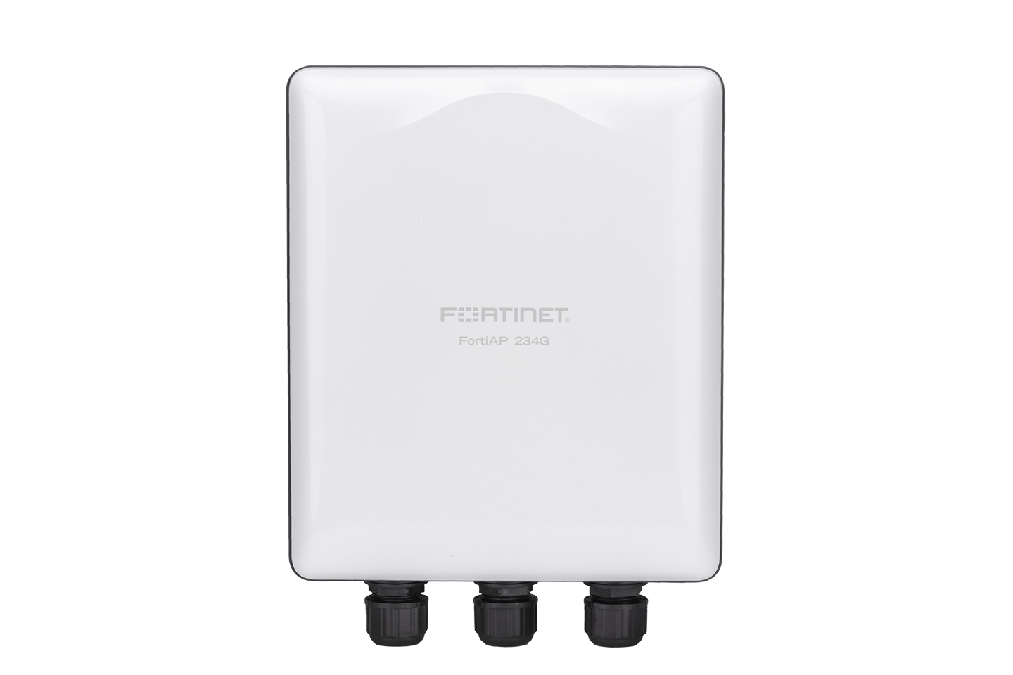 White Fortinet FAP-254U rear with 3 black ports, sleek design