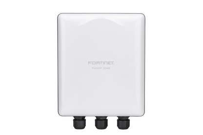 White Fortinet FAP-254U rear with 3 black ports, sleek design