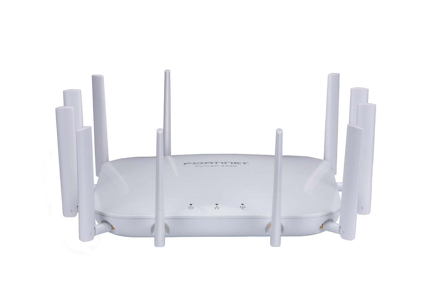 Fortinet FAP-443K-N Wi-Fi 7 tri-band indoor AP white router with antennas