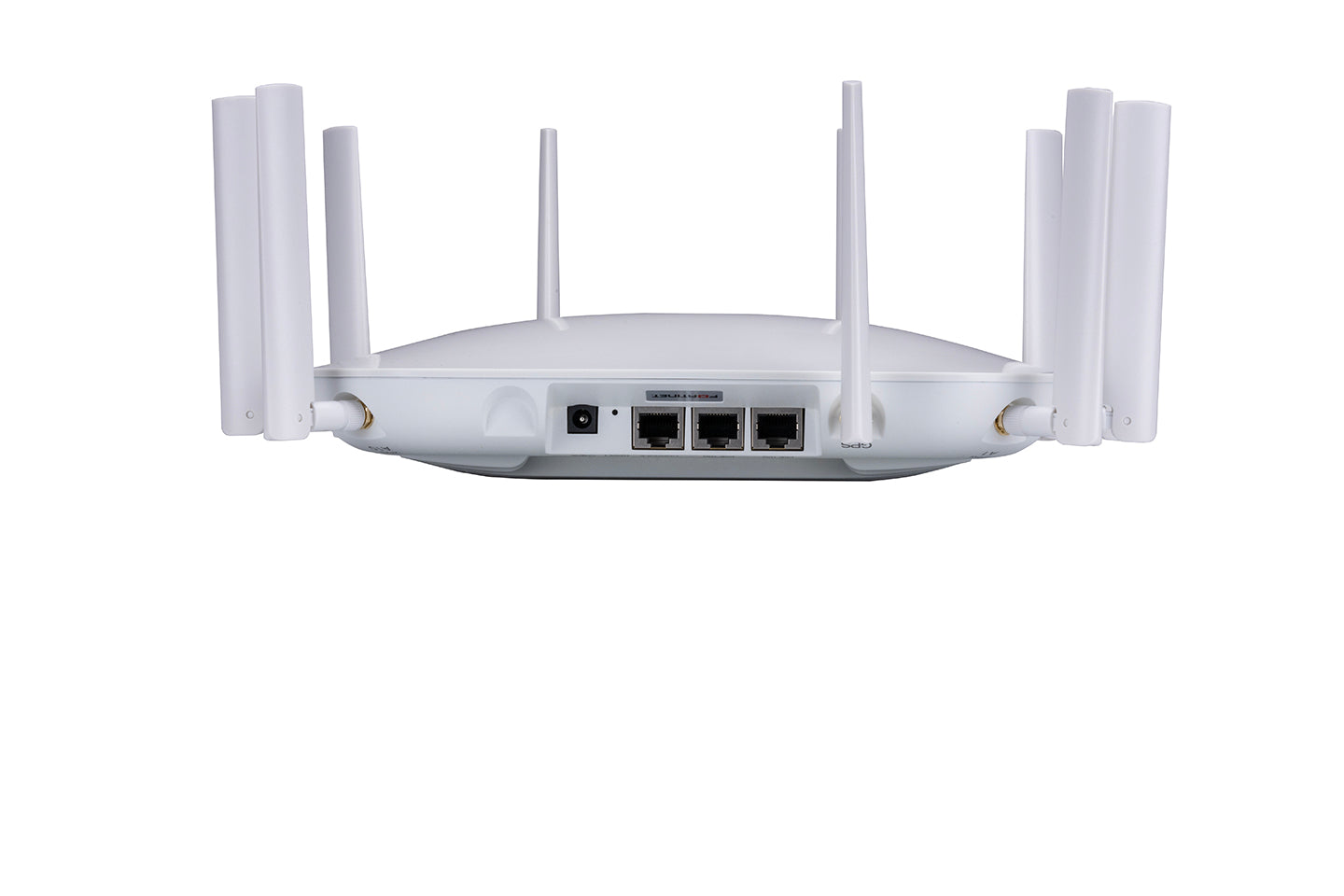 Fortinet FAP-443K-N Wi-Fi 7 router with 8 antennas and Ethernet ports