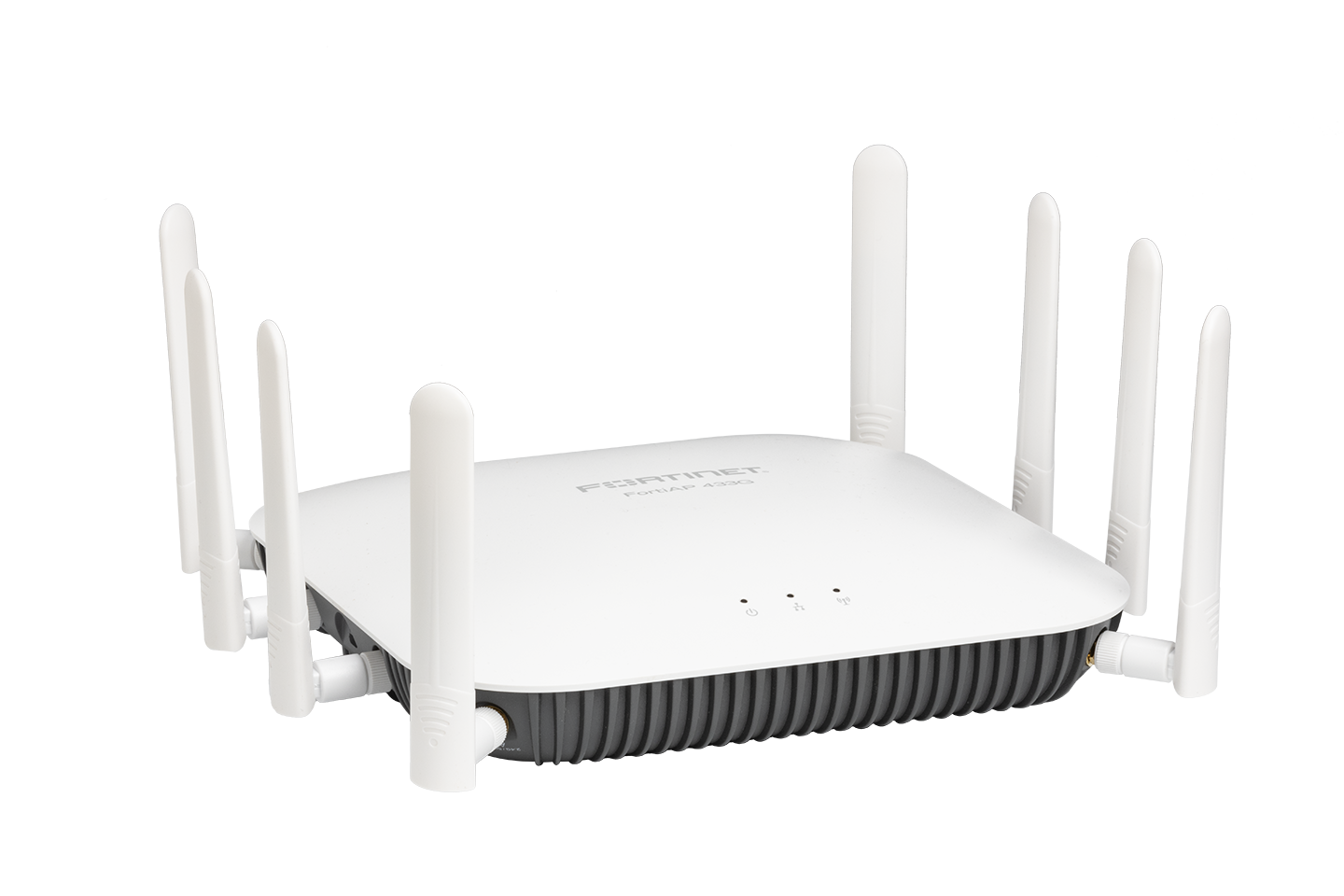 Fortinet FAP-433G-N Wi-Fi 6E AP with 8 external antennas and gray vented base