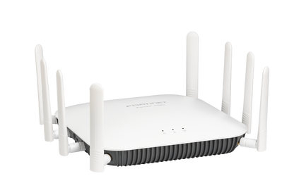 Fortinet FAP-433G-N Wi-Fi 6E AP with 8 external antennas and gray vented base