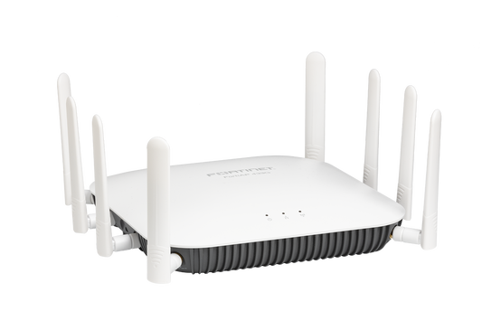 Fortinet FAP-433G-N Wi-Fi 6E AP with 8 external antennas and gray vented base