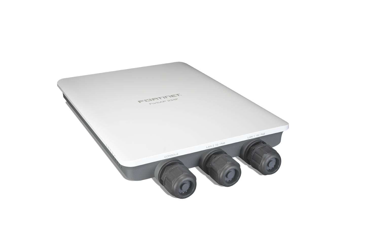 Fortinet FortiAP-234F-N outdoor wireless AP with gray weatherproof connectors