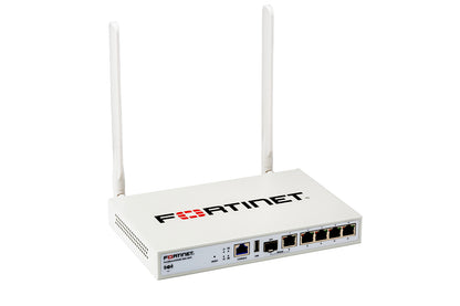 White Fortinet FortiGate-60E with antennas, ports, for FBS-20G-WIFI-N