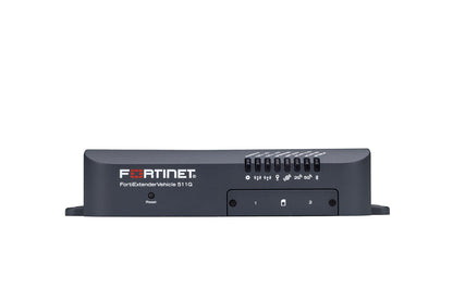 Dark gray Fortinet FortiExtenderVehicle 511G with indicator lights