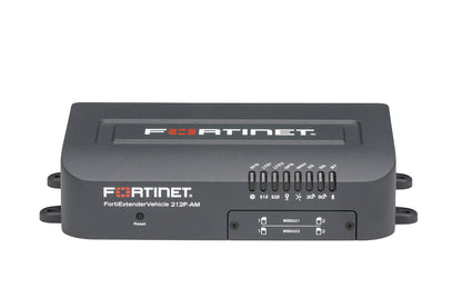 Dark gray Fortinet FortiExtenderVehicle 212F-AM router with ports