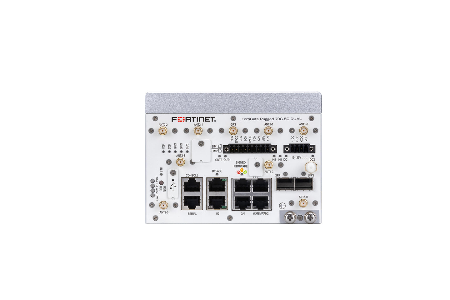 Fortinet FGR-70G-5G-DUAL ruggedized 5G security appliance front view