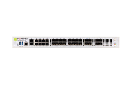 White Fortinet FortiGate-700G security appliance rear view with ports