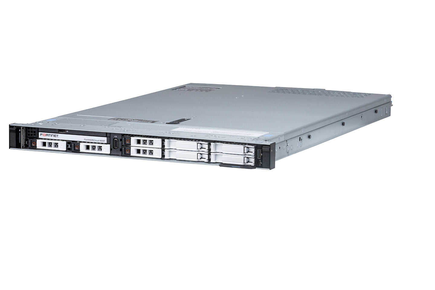 Fortinet FNRC-900F 1U rack-mount server with silver finish and drive bays
