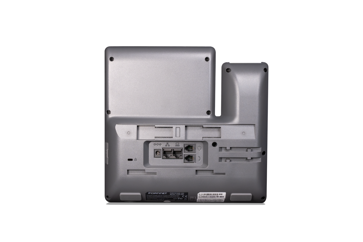 Back view of silver Foscam indoor camera with ports, for Fortinet FortiFone-480