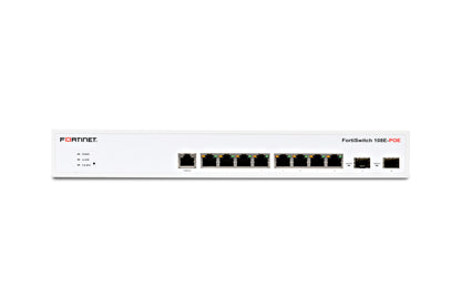 Fortinet FortiSwitch 108E-POE with 8 GE RJ45 PoE+ ports and 2 GE SFP
