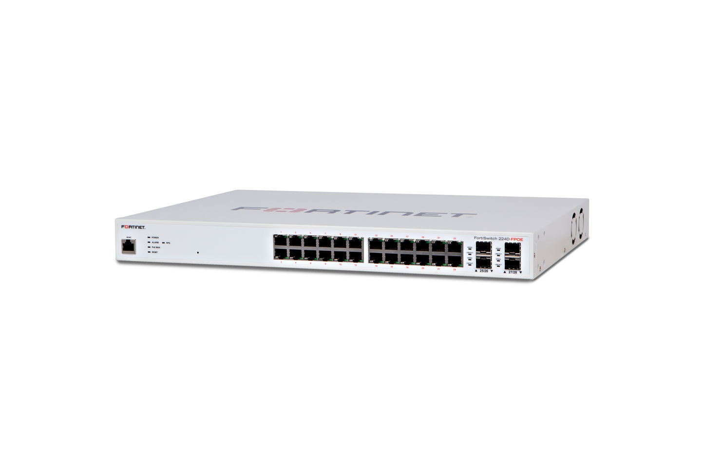 Fortinet FortiSwitch FS-224D-FPOE 24 GE RJ45 PoE+ ports switch rear view