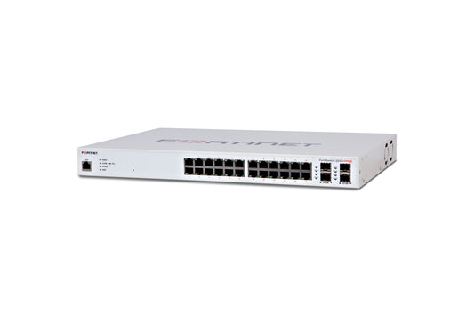 Fortinet FortiSwitch FS-224D-FPOE 24 GE RJ45 PoE+ ports switch rear view
