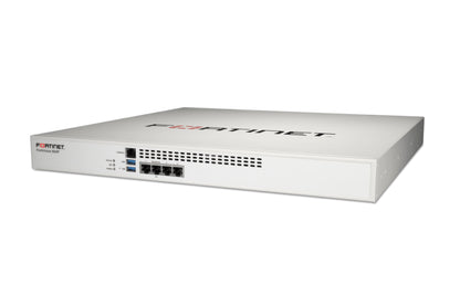 White Fortinet FortiVoice-500F FVE-500F with 4x 1GbE ports front view