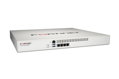White Fortinet FortiVoice 500F with 4x 1GbE ports front view