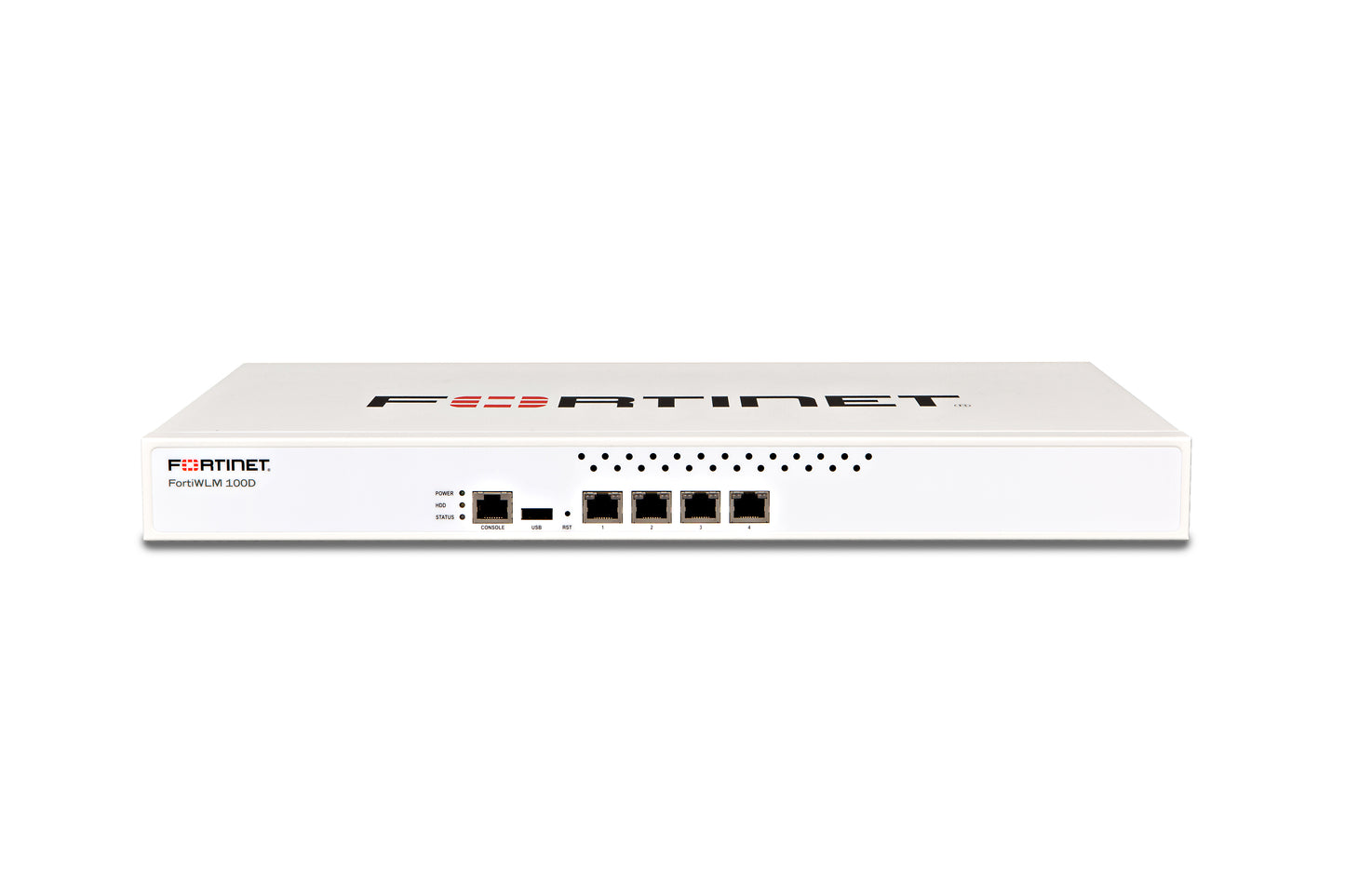 Fortinet FortiWLM-300D security appliance with black ports and vents