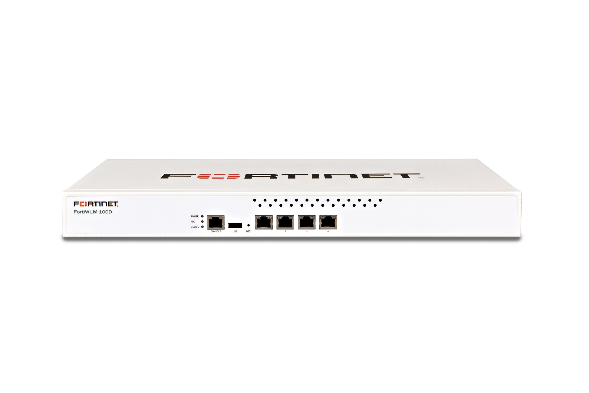 Fortinet FortiWLM-300D security appliance with black ports and vents