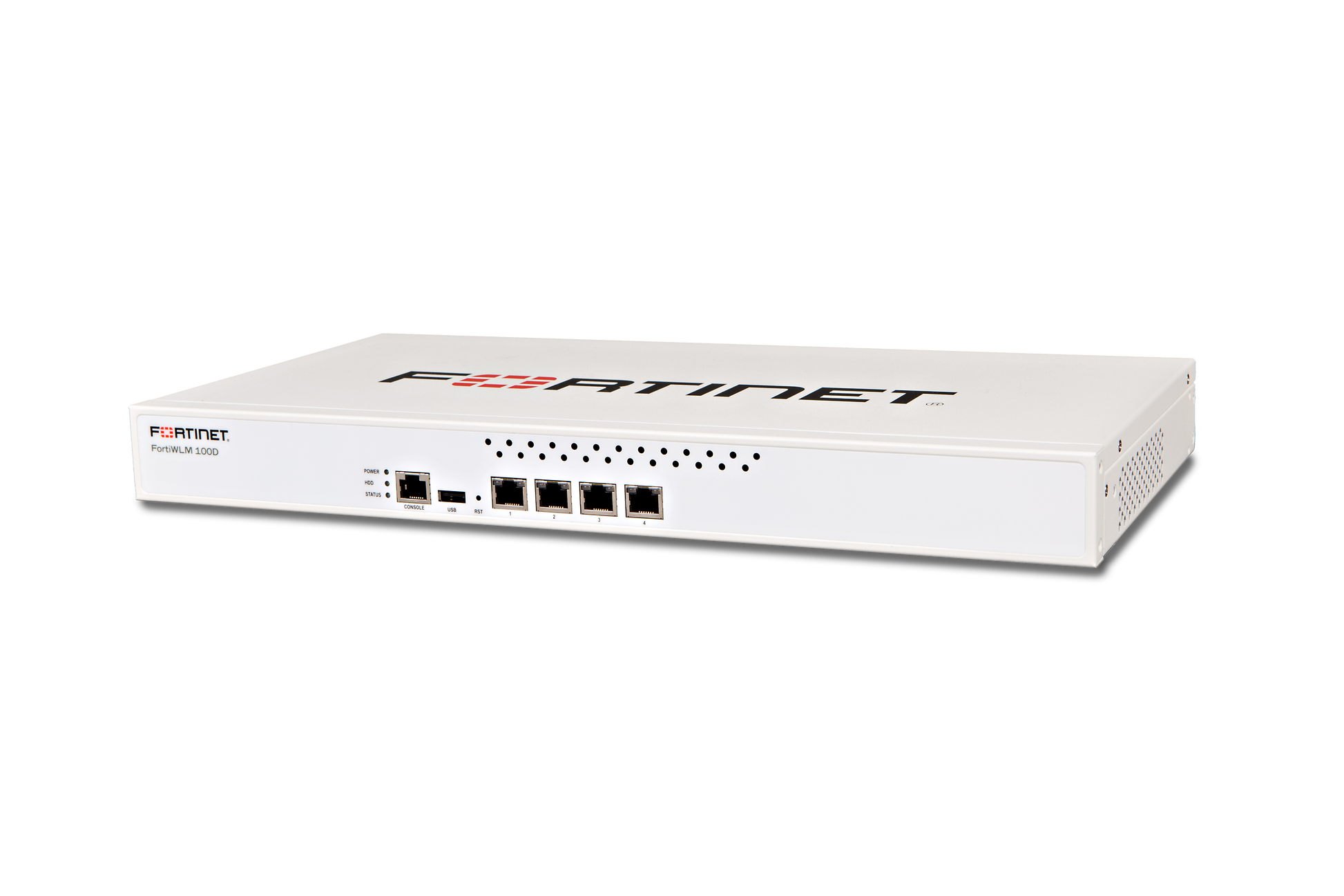 White Fortinet FDN60-128S security appliance with ports, black red branding