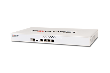 White Fortinet FDN60-128S security appliance with ports, black red branding