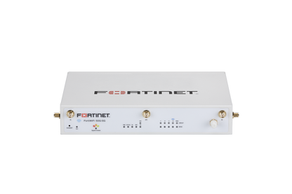 White Fortinet FortiWiFi 502-SS router with gold antenna connectors