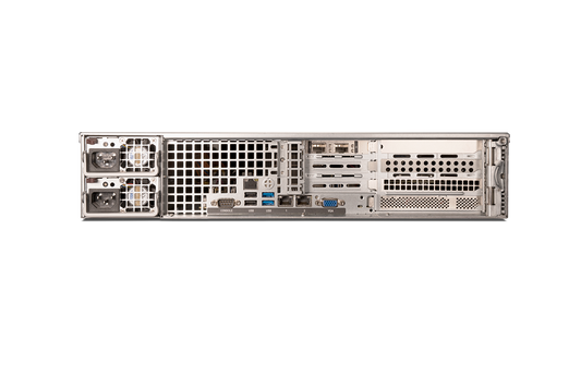 Fortinet SP-FMG400E-PS silver metal server rack power supply rear view