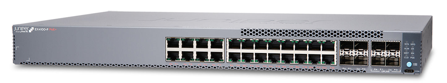 Juniper EX4100-F-24P | EX4100 Series 24 x 1GbE PoE+ Ports, 4x10G SFP+ Uplinks, 1U Switch