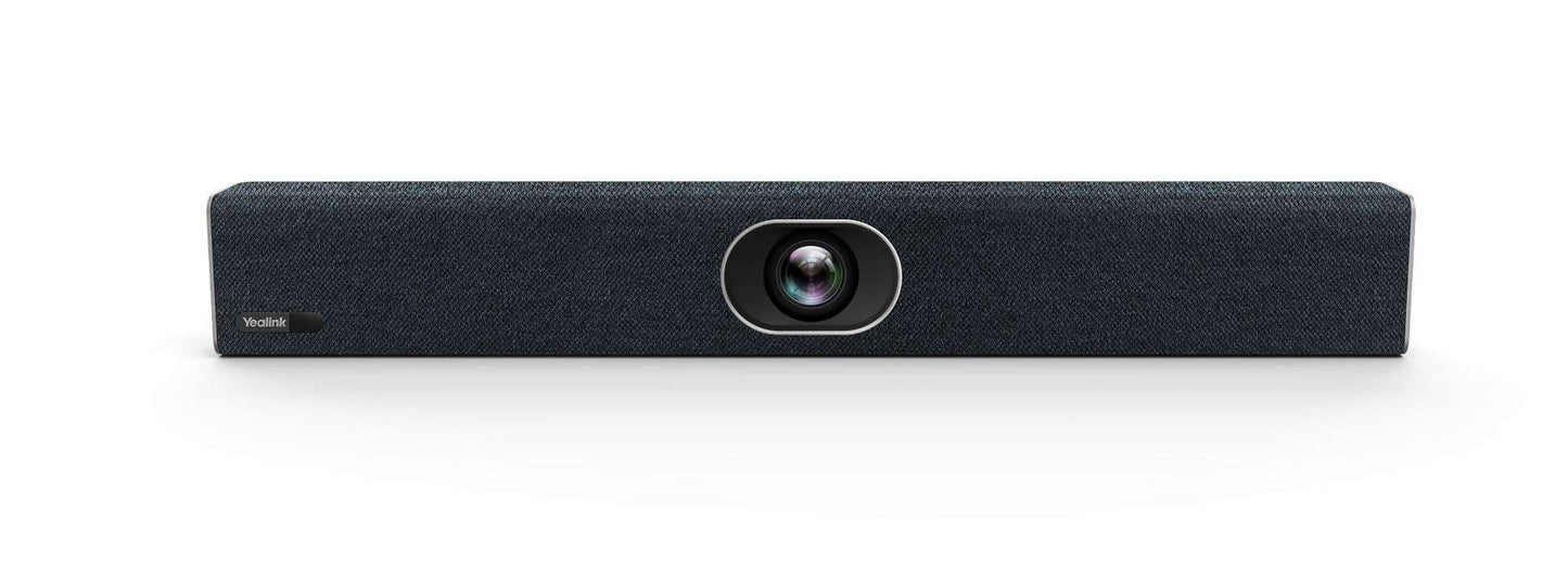 Yealink UVC40 4K USB video bar camera with Vonage logo and privacy shutter