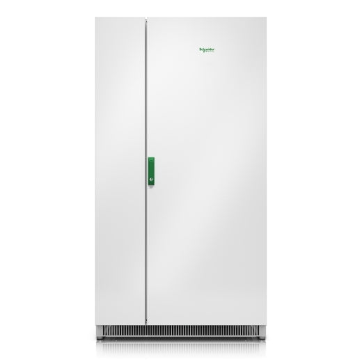 White side-by-side refrigerator with green handles featured alongside APC E3MCBC10B easy UPS 3M classic battery cabinet