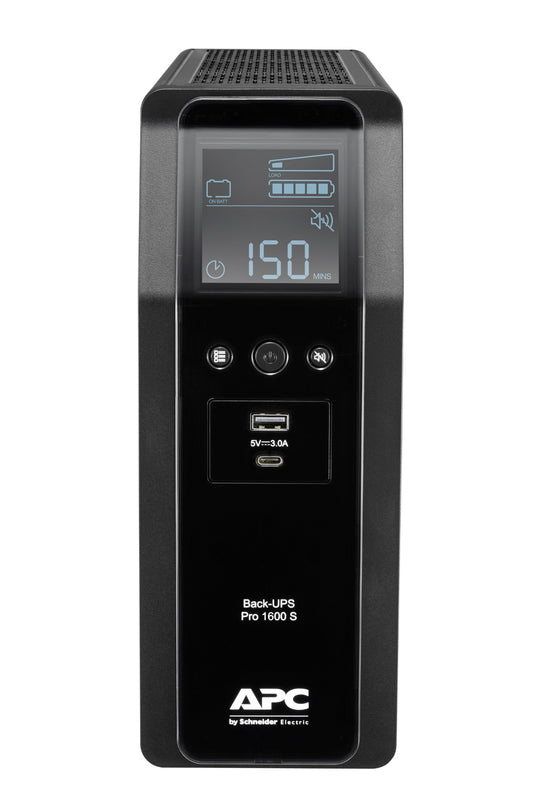 APC BR1600SI | APC Back-UPS Pro 1600VA/960W Tower UPS, 230V, 8x IEC C13, Sine Wave, AVR, USB A+C, LCD, User Replaceable Battery