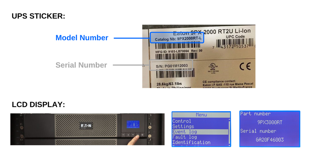 where to find the correct battery apc mobel number on my apc battery