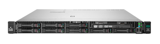 HPE ProLiant DL380 Gen10 server rack with black front panel and 8 SFF bays