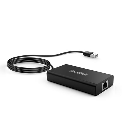 Yealink MVC-BYOD-EXTENDER black USB-to-Ethernet adapter with coiled cable
