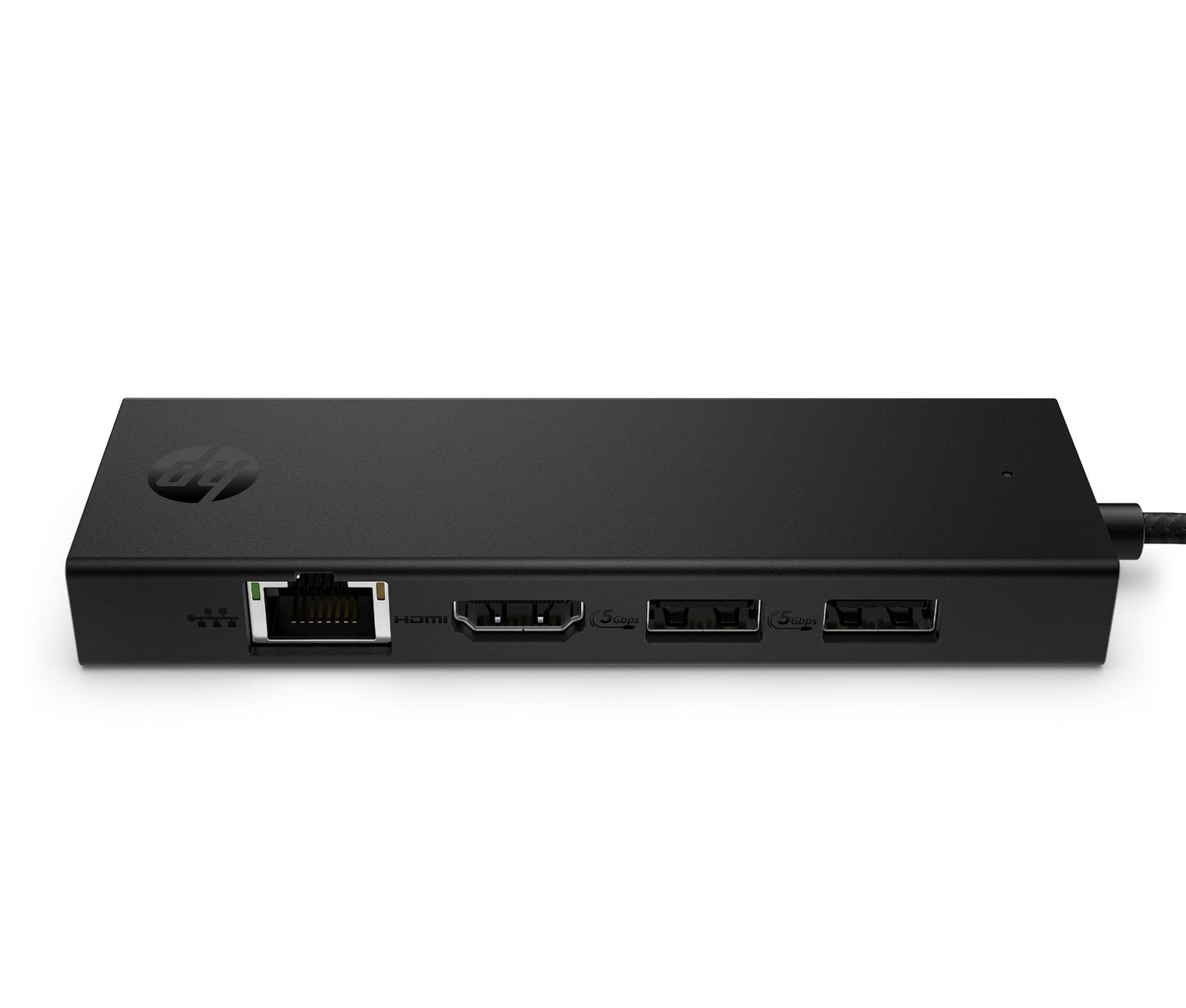 Black hp br1u0ut portable 5-in-1 usb-c hub with 4k hdmi ethernet and two usb-a ports for expanded connectivity