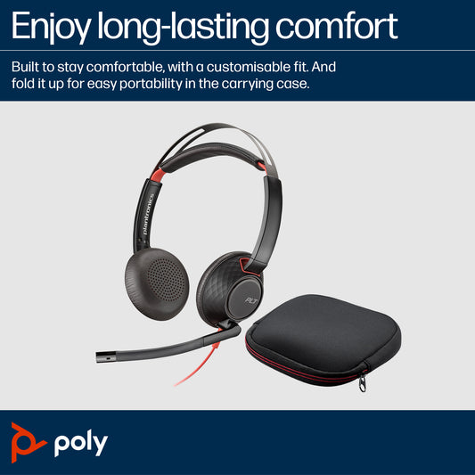 Poly 8X231A6 | Blackwire 5200 Series Power Adapter, Blackwire 5220 Stereo USB-C Headset, 3.5mm Plug, USB-C/A Adapter