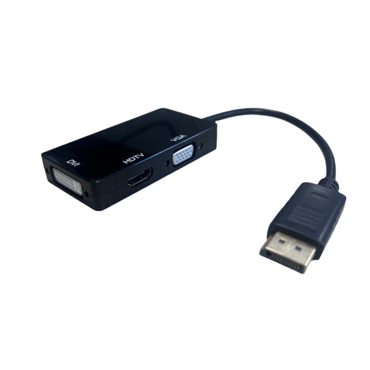 DisplayPort Male to VGA / DVI / HDMI Adaptor – 3-in-1 Display Converter for Monitors & Projectors
