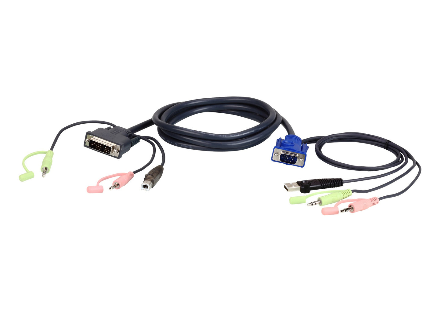 ATEN 2L-7DX2U | 2L-7DX2U KVM Cable, 1.8 m, VGA + USB + Audio to DVI-I + USB
