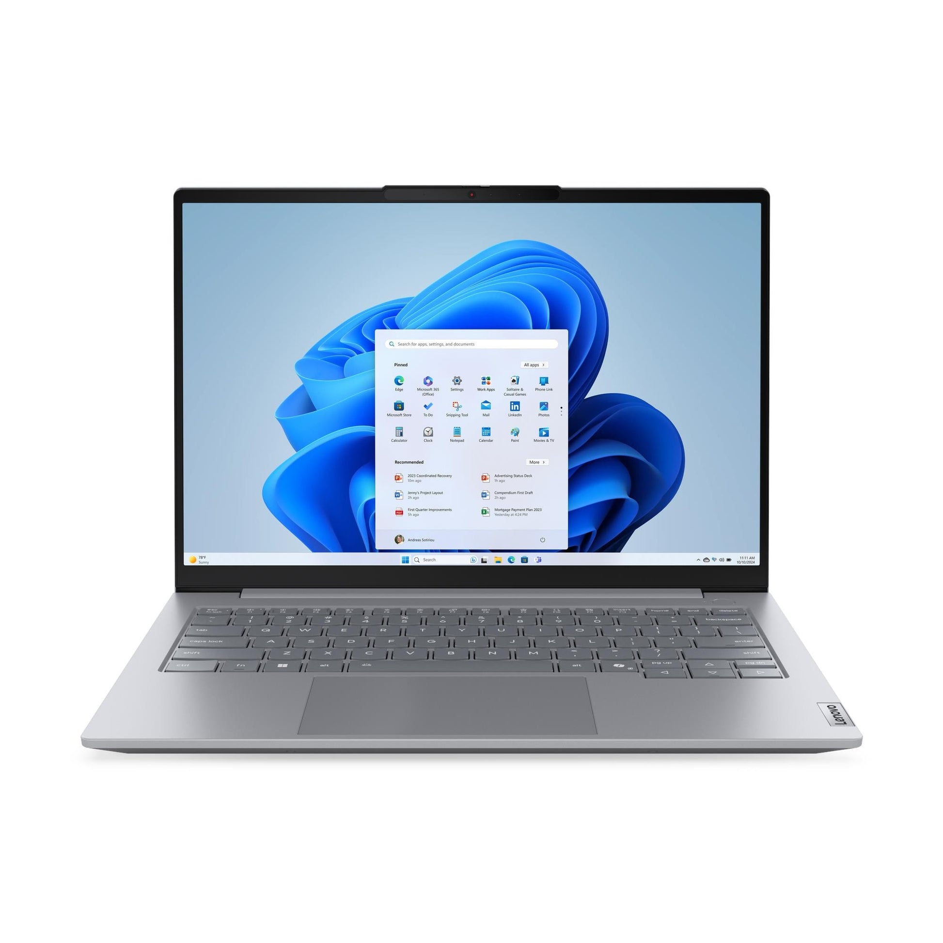 Silver lenovo thinkbook 14 gen 9 laptop with sleek minimalist design black keyboard 16gb ddr5 512gb ssd