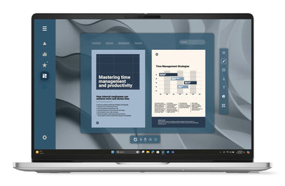 Dell Pro 16 PC16255 laptop showing Mastering time management presentation
