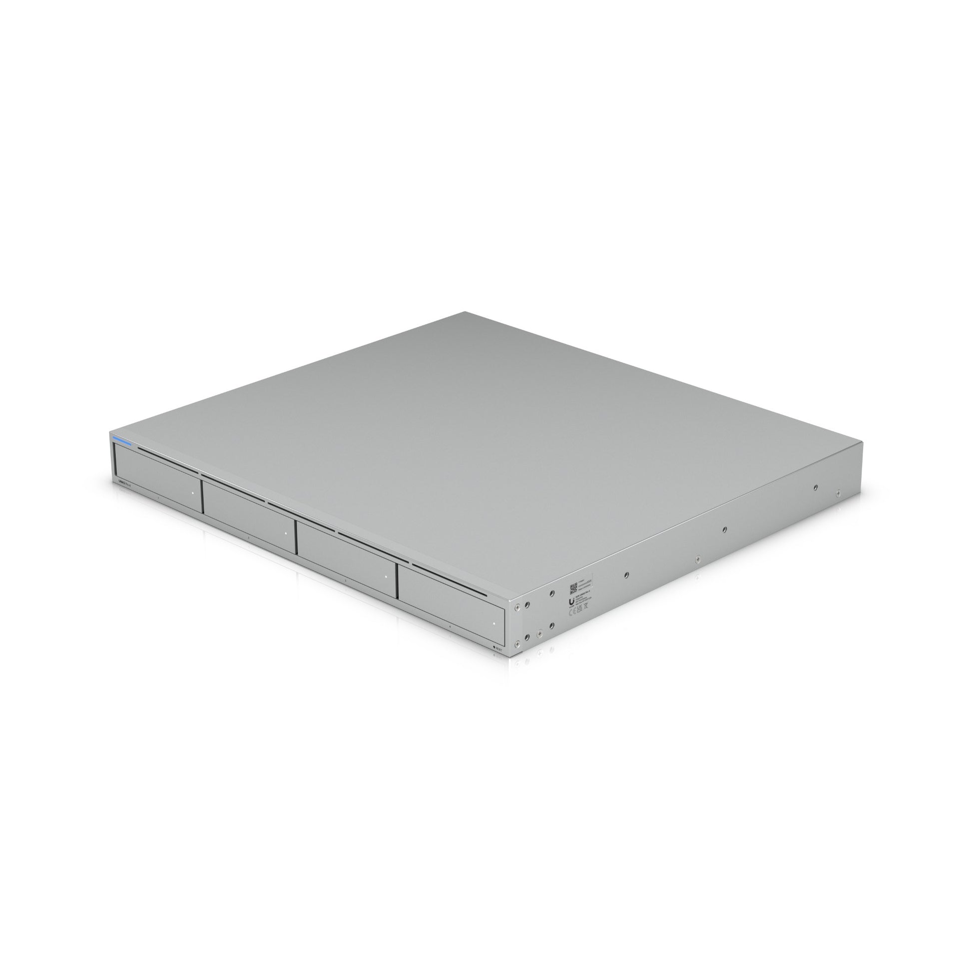 Silver metal 4-bay server rack for ubiquiti unifi nas pro 1u rackmount storage with 16 gb memory and arm cortex-a57