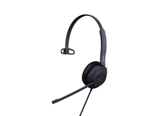 Yealink UH37 Mono USB headset with Teams certification, black over-ear with red button