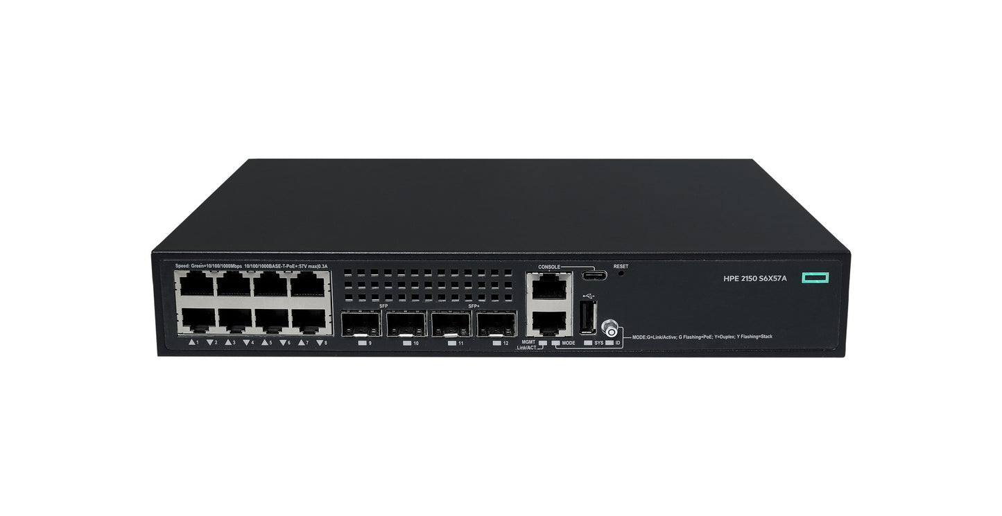 HPE S6X57A | CW 2150 8-Port Gigabit PoE+ Switch, 125W, 2x SFP + 2x SFP+ 10G