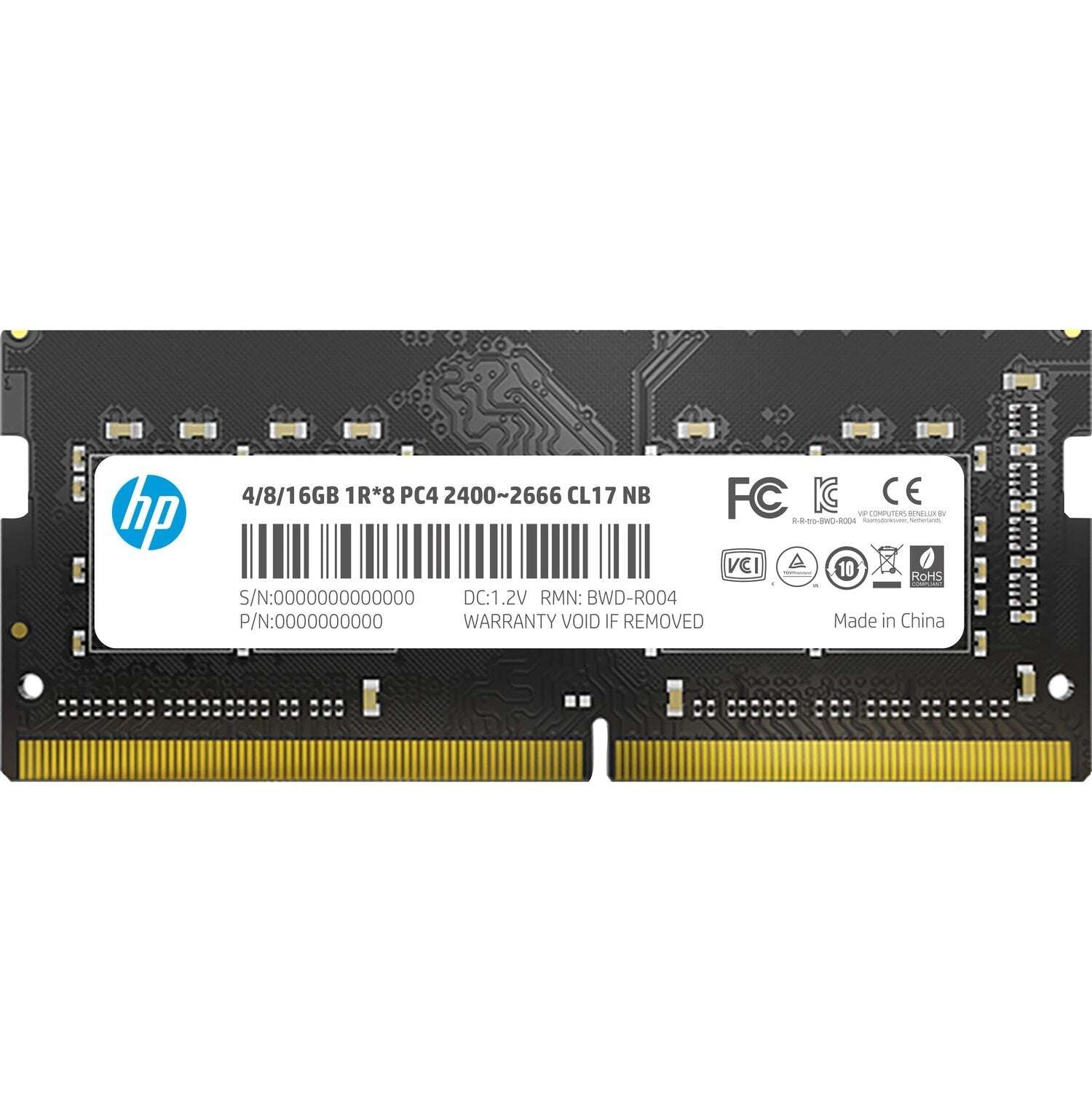 HP 7EH97AA 16GB DDR4-2400 SODIMM memory module with gold contacts