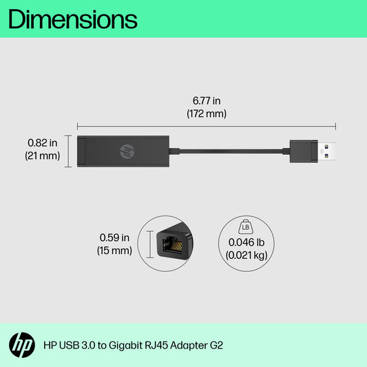 HP 4Z7Z7AA | USB 3.0 to Gigabit RJ45 Adapter G2