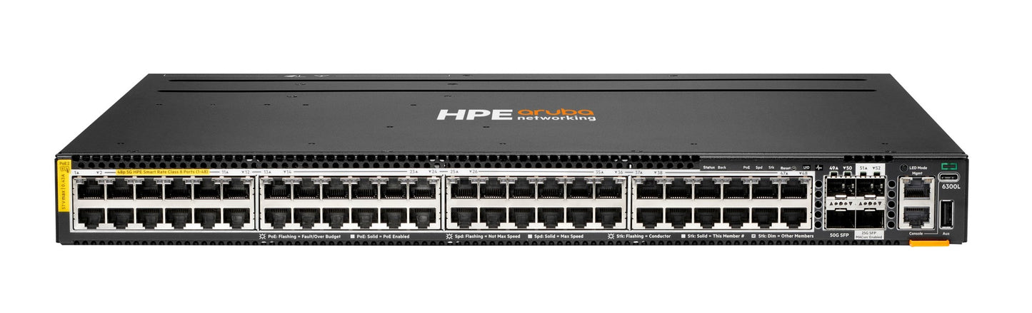 Aruba S3L76A | Aruba 6300L 48p Smart Rate Switch, 2x SFP56 50G, 2x SFP28 25G