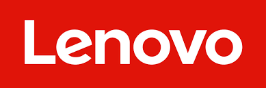 White ’lenovo’ logo on a solid red background.