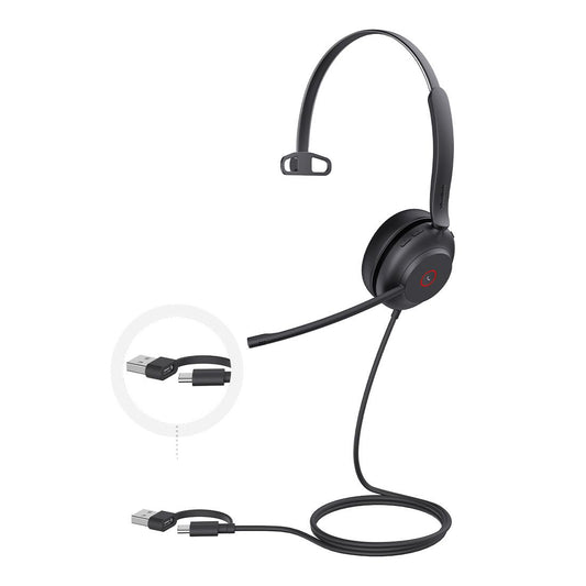 Yealink UH37 Mono UC USB-C/A | UH37 Mono USB Wired Headset, 35mm Speaker, Busylight, HD Audio, 2Mic Noise Killer